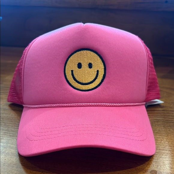 Pink Smiley Face Trucker Hat - Picture 1 of 5